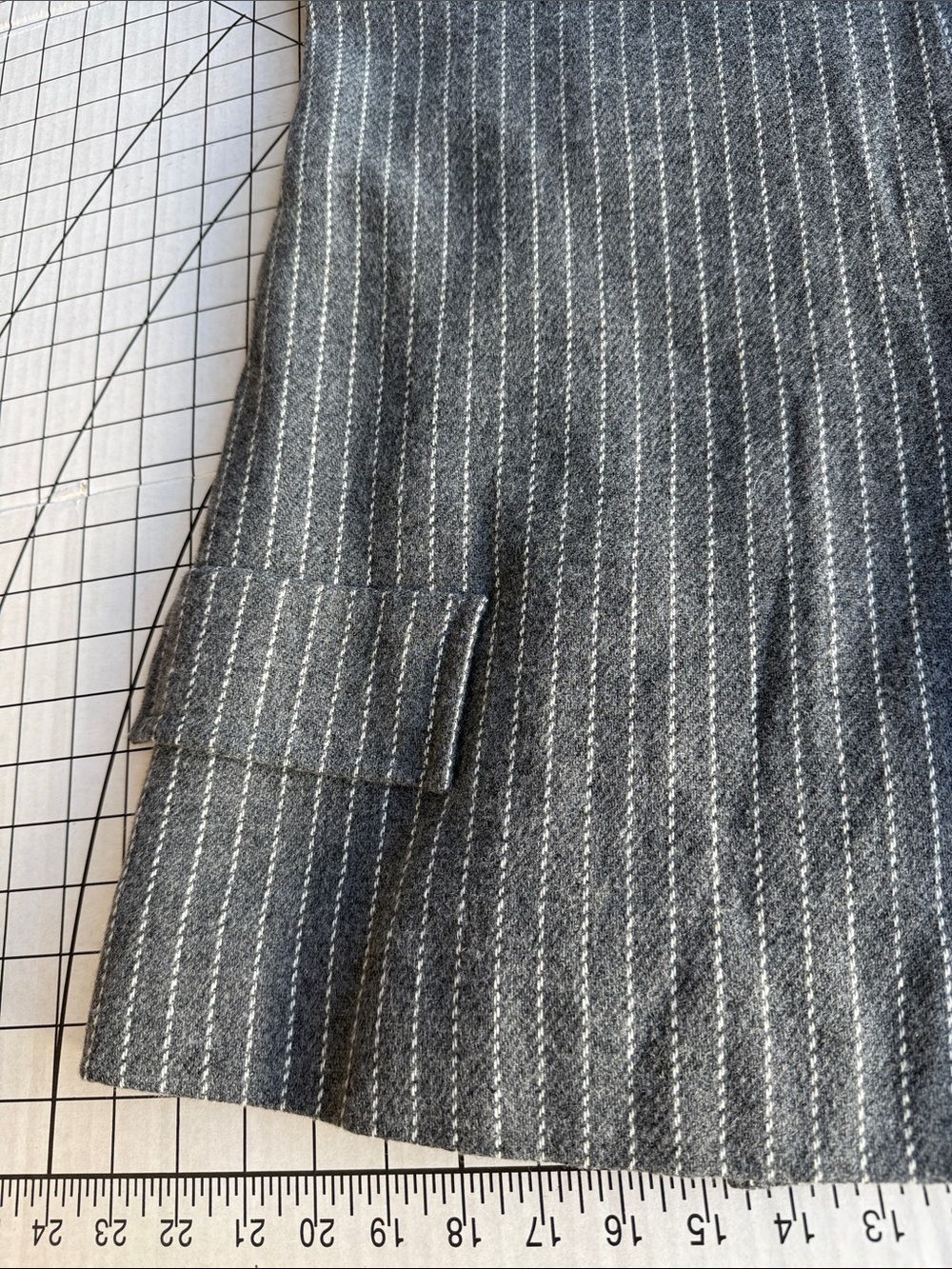 Gray Wool Pinstripe Jumper Tunic Pinafore Thistle Buttons Lined A-Line XS S - Picture 3 of 16